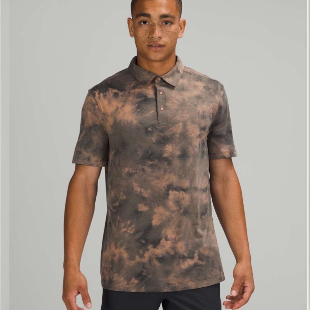 Lululemon evolution short sleeve polo dye gray orange men’s size XL see measure